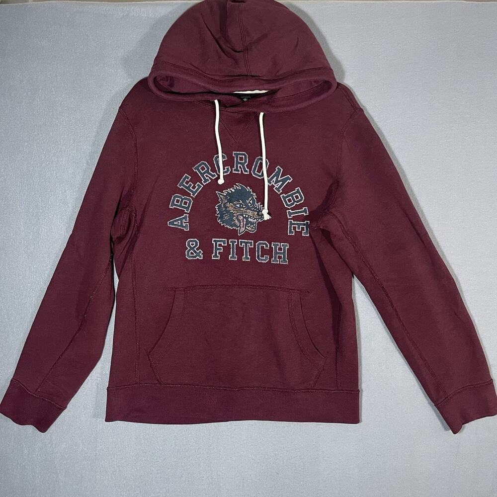 Abercrombie & Fitch Vintage Wolf Logo Hoodie Sweatshirt Mens‎ Sm Distressed Y2K